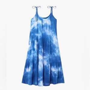 HONORINE Daisy tie-dyed crinkled cotton-gauze dress Blue